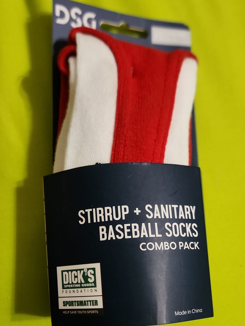 DSG White and Red Stirrup Baseball Socks - DSG Combo Pack